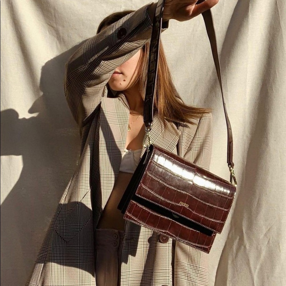 JW PEI Mini Croc Flap Bag - Brown